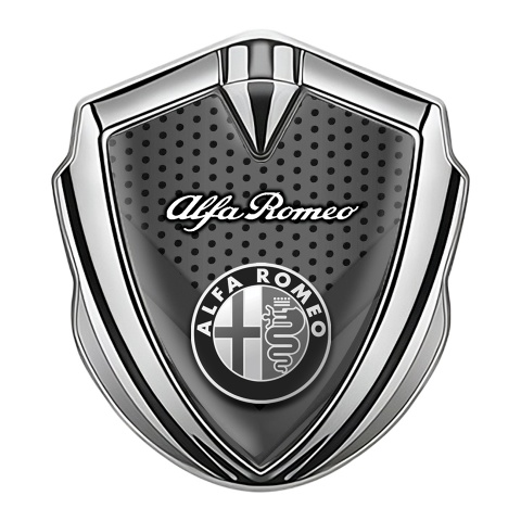 Alfa Romeo 3D Car Metal Emblem Silver Black Dots Monochrome Design