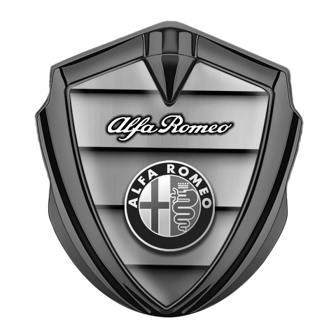 Alfa Romeo Fender Emblem Badge Graphite Shutter Effect Monochrome Logo