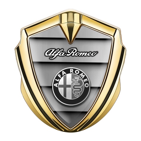 Alfa Romeo Fender Emblem Badge Gold Shutter Effect Monochrome Logo