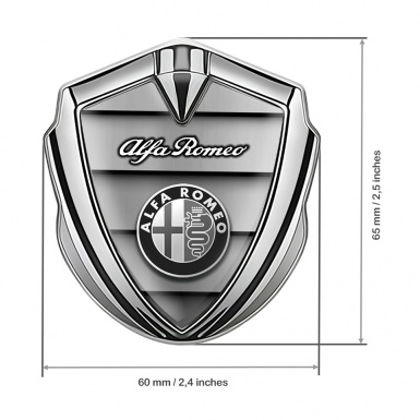 Alfa Romeo Fender Emblem Badge Silver Shutter Effect Monochrome Logo