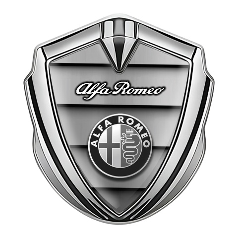 Alfa Romeo Fender Emblem Badge Silver Shutter Effect Monochrome Logo