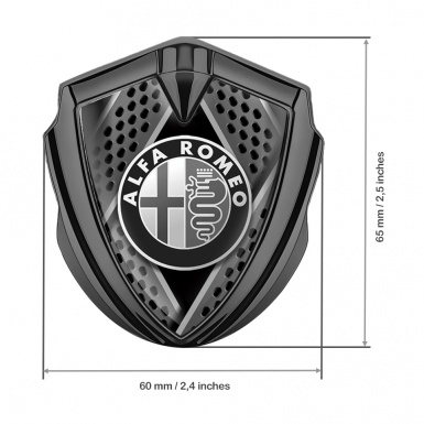 Alfa Romeo Trunk Emblem Badge Graphite Razor Style Monochrome Edition