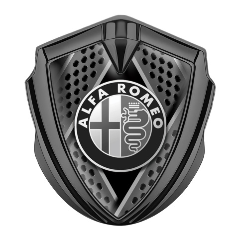 Alfa Romeo Trunk Emblem Badge Graphite Razor Style Monochrome Edition