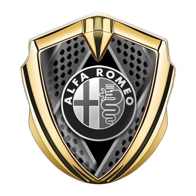 Alfa Romeo Trunk Emblem Badge Gold Razor Style Monochrome Edition