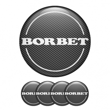 Borbet Domed Stickers Wheel Center Cap Badge Gray Carbon With White Logo