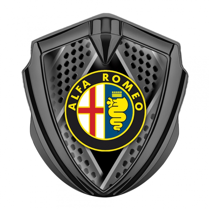Alfa Romeo Trunk Metal Emblem Badge Graphite Razor Style Color Logo Edition