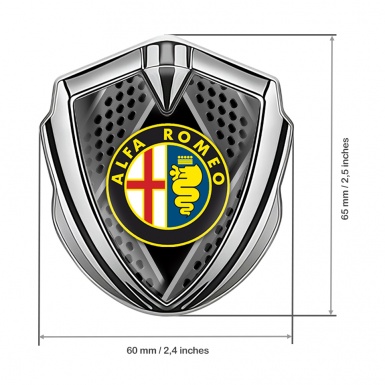 Alfa Romeo Trunk Metal Emblem Badge Silver Razor Style Color Logo Edition