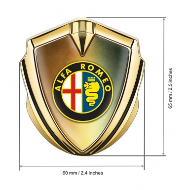 Alfa Romeo 3D Car Metal Emblem Gold Color Palette Effect Classic Logo