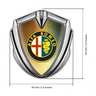 Alfa Romeo 3D Car Metal Emblem Silver Color Palette Effect Classic Logo