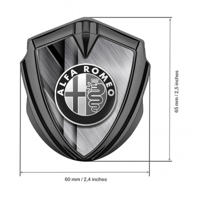 Alfa Romeo Fender Metal Emblem Graphite Brushed Metal Monochrome Logo