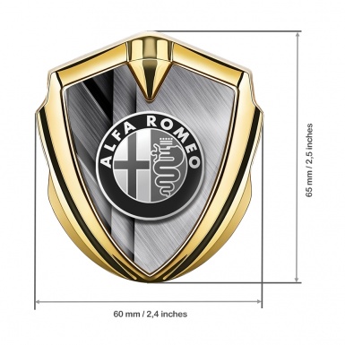 Alfa Romeo Fender Metal Emblem Gold Brushed Metal Monochrome Logo