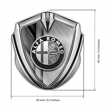 Alfa Romeo Fender Metal Emblem Silver Brushed Metal Monochrome Logo