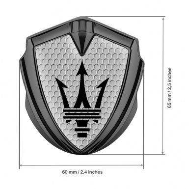 Maserati Metal Emblem Self Adhesive Graphite Honeycomb Black Trident Design