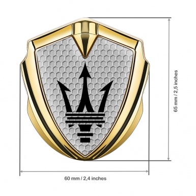 Maserati Metal Emblem Self Adhesive Gold Honeycomb Black Trident Design