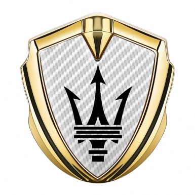 Maserati 3D Car Metal Emblem Gold White Carbon Black Trident Logo