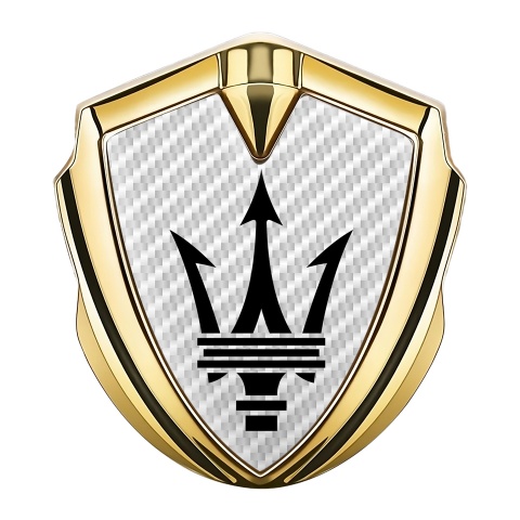 Maserati 3D Car Metal Emblem Gold White Carbon Black Trident Logo