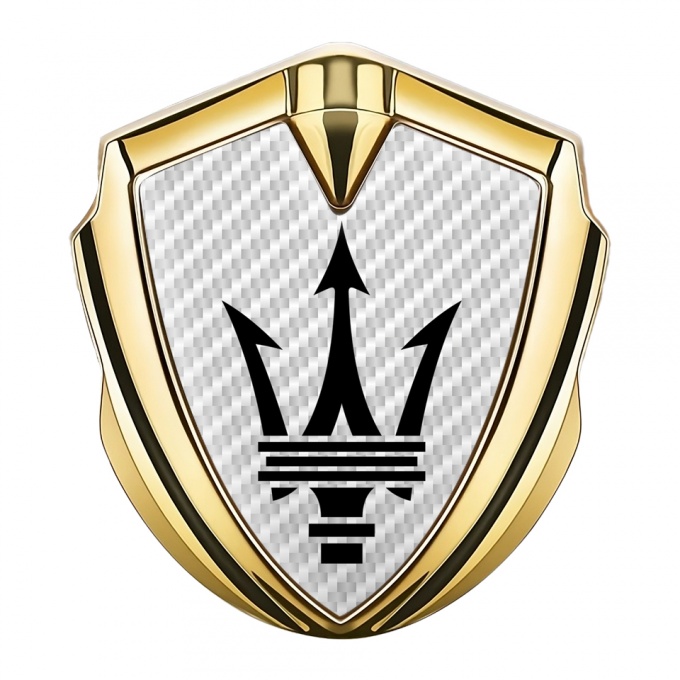 Maserati 3D Car Metal Emblem Gold White Carbon Black Trident Logo