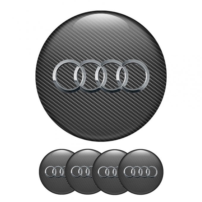 Audi Silicone Stickers Center Hub Gray and Silver Style