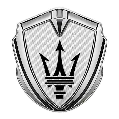 Maserati 3D Car Metal Emblem Silver White Carbon Black Trident Logo