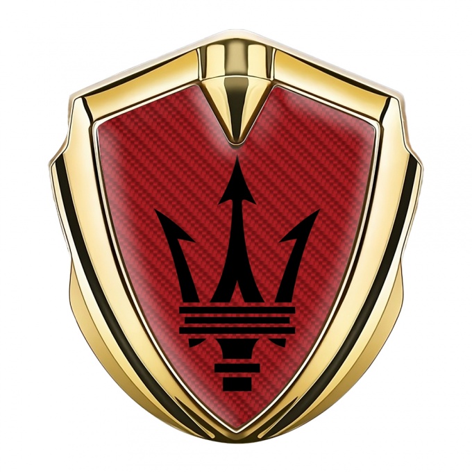 Maserati Fender Metal Emblem Badge Gold Red Carbon Black Trident Logo
