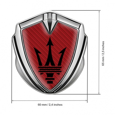 Maserati Fender Metal Emblem Badge Silver Red Carbon Black Trident Logo