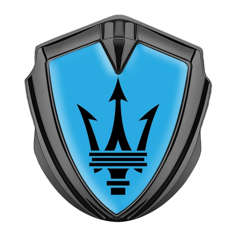 Maserati Trunk Emblem Badge Graphite Blue Base Classic Trident Logo