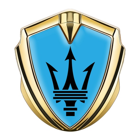 Maserati Trunk Emblem Badge Gold Blue Base Classic Trident Logo