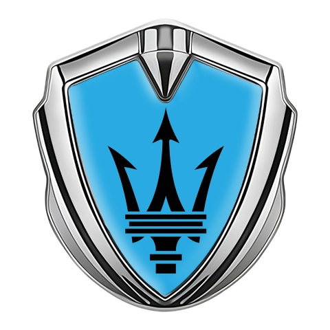 Maserati Trunk Emblem Badge Silver Blue Base Classic Trident Logo