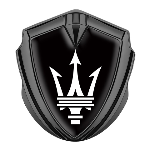 Maserati Trunk Metal Emblem Graphite Black Base Classic Trident Logo