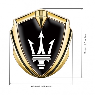 Maserati Trunk Metal Emblem Gold Black Base Classic Trident Logo