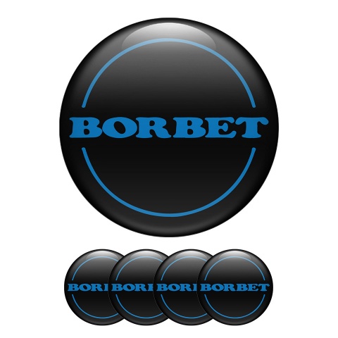 Borbet Domed Stickers Wheel Center Cap Black Wind WIth Blue Logo