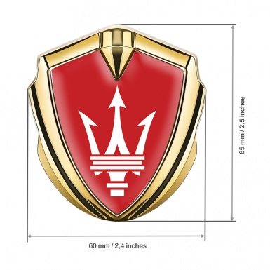 Maserati Self Adhesive Bodyside Emblem Gold Red Base White Trident