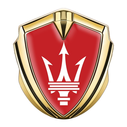 Maserati Self Adhesive Bodyside Emblem Gold Red Base White Trident