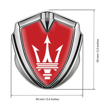 Maserati Self Adhesive Bodyside Emblem Silver Red Base White Trident