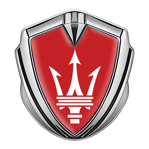 Maserati Self Adhesive Bodyside Emblem Silver Red Base White Trident