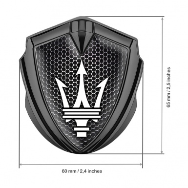 Maserati Bodyside Badge Self Adhesive Graphite Dark Hex White Trident