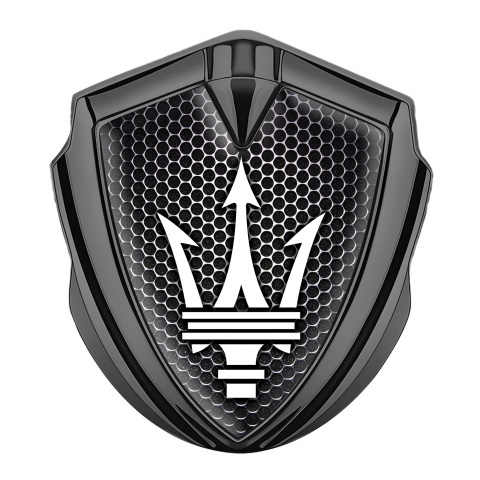 Maserati Bodyside Badge Self Adhesive Graphite Dark Hex White Trident
