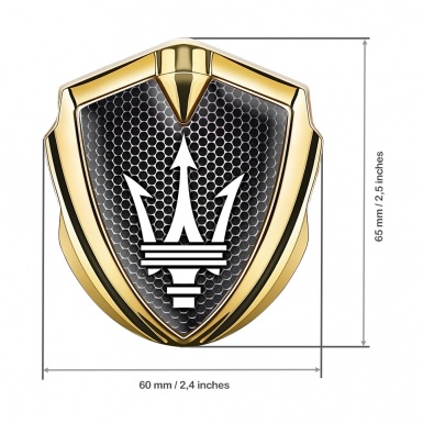 Maserati Bodyside Badge Self Adhesive Gold Dark Hex White Trident