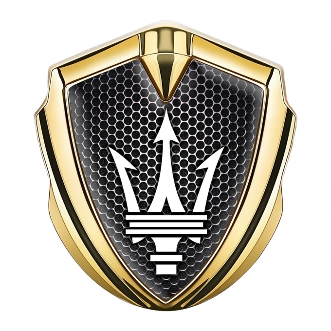 Maserati Bodyside Badge Self Adhesive Gold Dark Hex White Trident