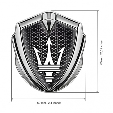 Maserati Bodyside Badge Self Adhesive Silver Dark Hex White Trident