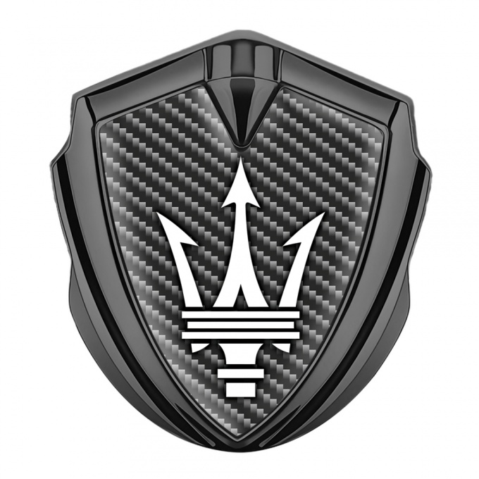 Maserati Tuning Emblem Self Adhesive Graphite Dark Carbon Trident Logo