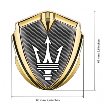 Maserati Tuning Emblem Self Adhesive Gold Dark Carbon Trident Logo