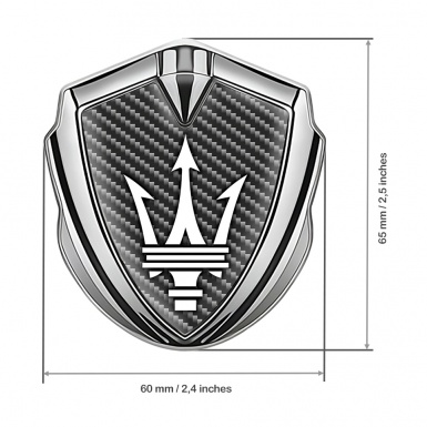 Maserati Tuning Emblem Self Adhesive Silver Dark Carbon Trident Logo