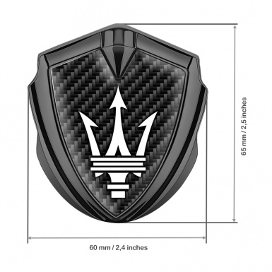 Maserati Fender Metal Emblem Badge Graphite Black Carbon Trident Logo