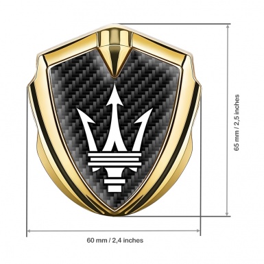 Maserati Fender Metal Emblem Badge Gold Black Carbon Trident Logo