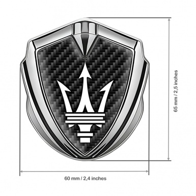 Maserati Fender Metal Emblem Badge Silver Black Carbon Trident Logo