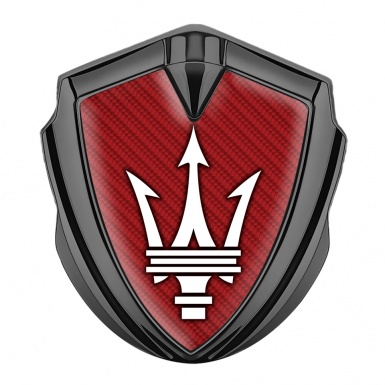 Maserati Fender Metal Emblem Graphite Red Carbon White Trident Logo