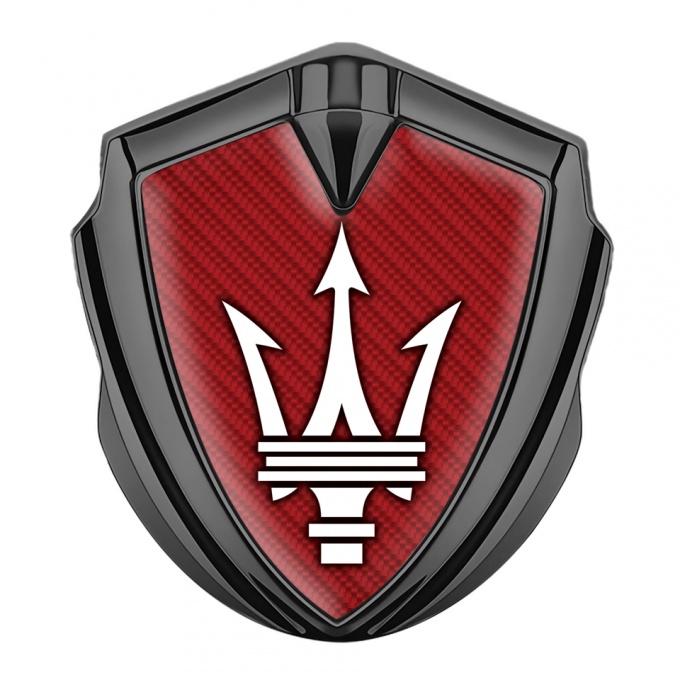 Maserati Fender Metal Emblem Graphite Red Carbon White Trident Logo