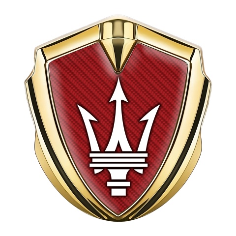 Maserati Fender Metal Emblem Gold Red Carbon White Trident Logo