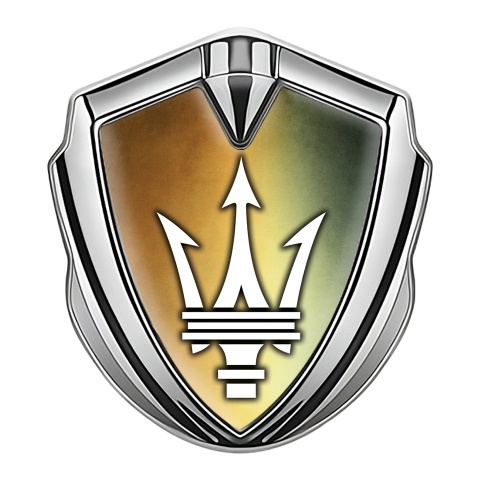 Maserati Bodyside Badge Self Adhesive Silver Color Palette Classic Logo